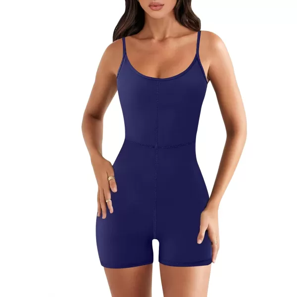 imageANRABESS Women Bodysuit Sexy Unitard Shorts Jumpsuits Rompers One Piece Summer Outfits Gym Yoga Workout ClothesNavy Blue