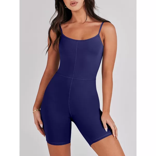 imageANRABESS Women Bodysuit Sexy Unitard Shorts Jumpsuits Rompers One Piece Summer Outfits Gym Yoga Workout ClothesNavy Blue
