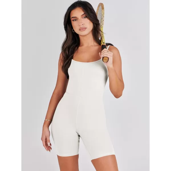 imageANRABESS Women Bodysuit Sexy Unitard Shorts Jumpsuits Rompers One Piece Summer Outfits Gym Yoga Workout ClothesWhite