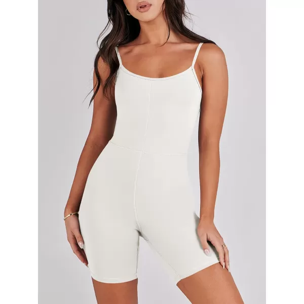 imageANRABESS Women Bodysuit Sexy Unitard Shorts Jumpsuits Rompers One Piece Summer Outfits Gym Yoga Workout ClothesWhite