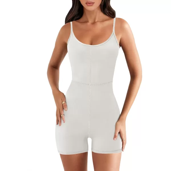 imageANRABESS Women Bodysuit Sexy Unitard Shorts Jumpsuits Rompers One Piece Summer Outfits Gym Yoga Workout ClothesWhite