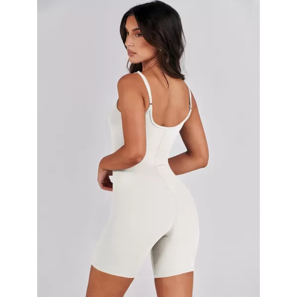 imageANRABESS Women Bodysuit Sexy Unitard Shorts Jumpsuits Rompers One Piece Summer Outfits Gym Yoga Workout ClothesWhite