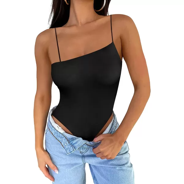 imageANRABESS Women Bodysuit Spaghetti Strap Sleeveless Sexy Scoop Neck Backless Going To Top JumpsuitBlack