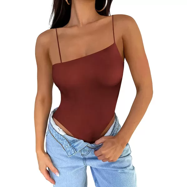 imageANRABESS Women Bodysuit Spaghetti Strap Sleeveless Sexy Scoop Neck Backless Going To Top JumpsuitBurgundy