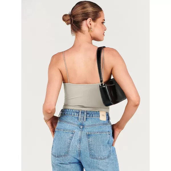 imageANRABESS Women Bodysuit Spaghetti Strap Sleeveless Sexy Scoop Neck Backless Going To Top JumpsuitGrey