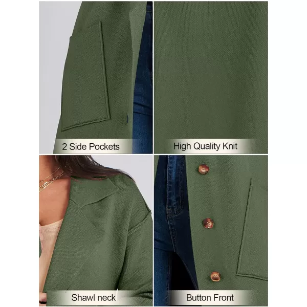 imageANRABESS Women Cardigans 2023 Trendy Sweater Coat Oversized Long Sleeve Button Down Lapel Open Front Jacket OutwearArmy Green