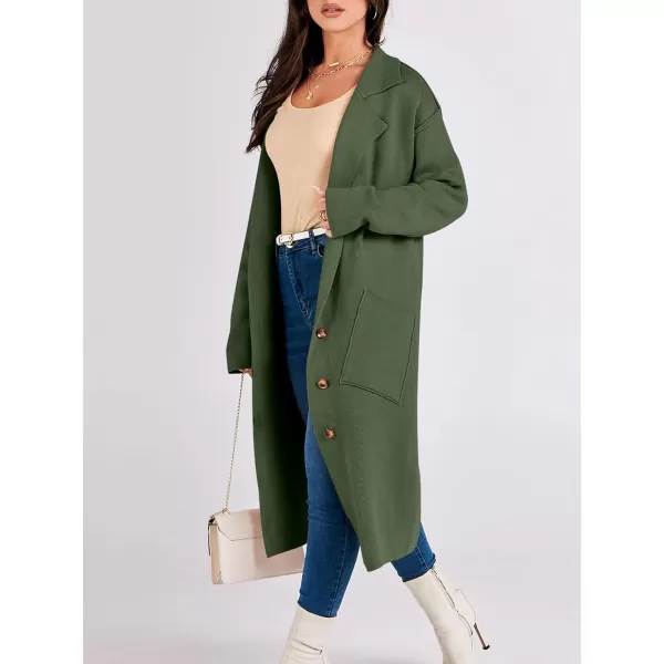 imageANRABESS Women Cardigans 2023 Trendy Sweater Coat Oversized Long Sleeve Button Down Lapel Open Front Jacket OutwearArmy Green