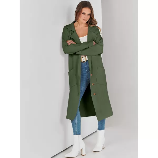 imageANRABESS Women Cardigans 2023 Trendy Sweater Coat Oversized Long Sleeve Button Down Lapel Open Front Jacket OutwearArmy Green