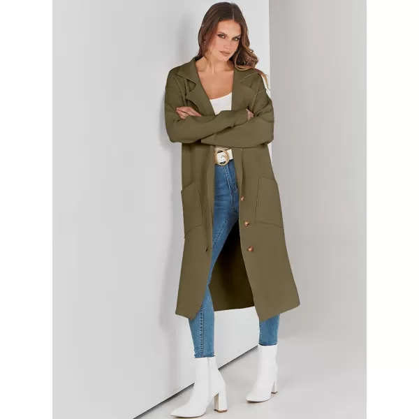 imageANRABESS Women Cardigans 2023 Trendy Sweater Coat Oversized Long Sleeve Button Down Lapel Open Front Jacket OutwearBrown