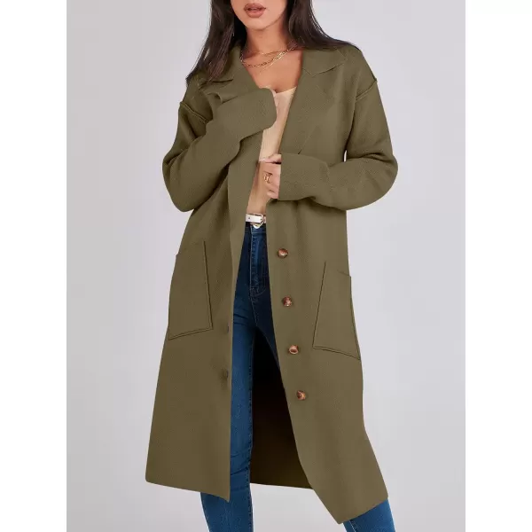 imageANRABESS Women Cardigans 2023 Trendy Sweater Coat Oversized Long Sleeve Button Down Lapel Open Front Jacket OutwearBrown