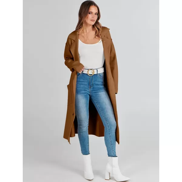 imageANRABESS Women Cardigans 2023 Trendy Sweater Coat Oversized Long Sleeve Button Down Lapel Open Front Jacket OutwearCaramel