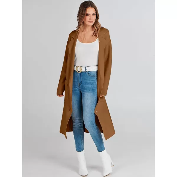 imageANRABESS Women Cardigans 2023 Trendy Sweater Coat Oversized Long Sleeve Button Down Lapel Open Front Jacket OutwearCaramel