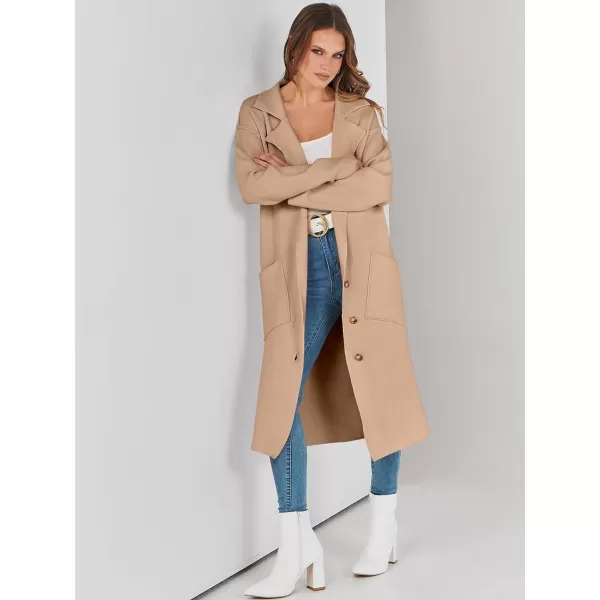 imageANRABESS Women Cardigans 2023 Trendy Sweater Coat Oversized Long Sleeve Button Down Lapel Open Front Jacket OutwearDeep Apricot