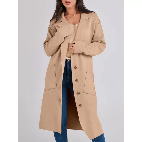 imageANRABESS Women Cardigans 2023 Trendy Sweater Coat Oversized Long Sleeve Button Down Lapel Open Front Jacket OutwearDeep Apricot
