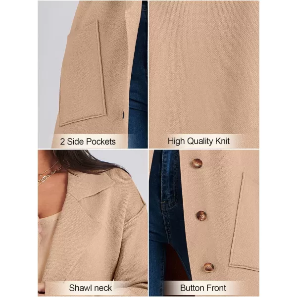 imageANRABESS Women Cardigans 2023 Trendy Sweater Coat Oversized Long Sleeve Button Down Lapel Open Front Jacket OutwearDeep Apricot