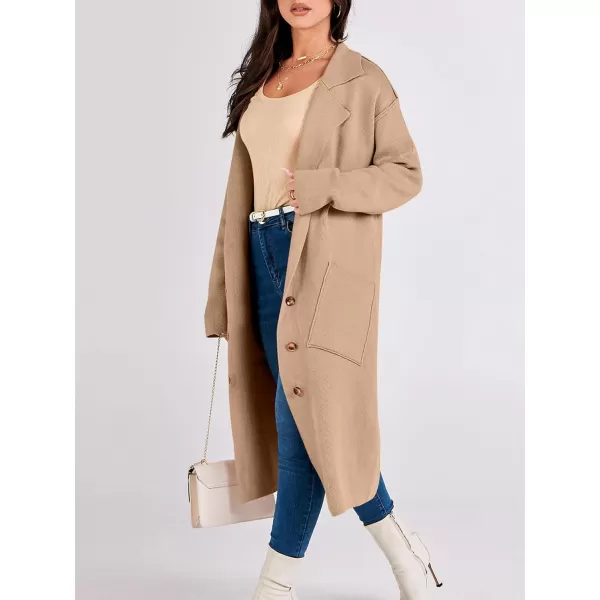 imageANRABESS Women Cardigans 2023 Trendy Sweater Coat Oversized Long Sleeve Button Down Lapel Open Front Jacket OutwearDeep Apricot