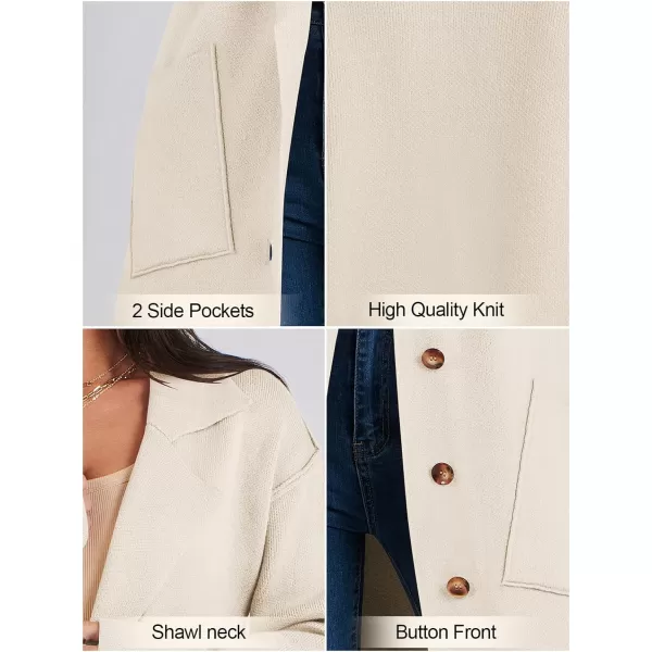 imageANRABESS Women Cardigans 2023 Trendy Sweater Coat Oversized Long Sleeve Button Down Lapel Open Front Jacket OutwearKhaki