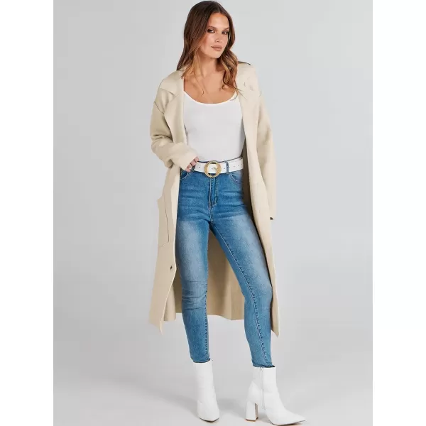imageANRABESS Women Cardigans 2023 Trendy Sweater Coat Oversized Long Sleeve Button Down Lapel Open Front Jacket OutwearKhaki