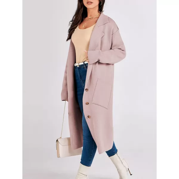 imageANRABESS Women Cardigans 2023 Trendy Sweater Coat Oversized Long Sleeve Button Down Lapel Open Front Jacket OutwearPink