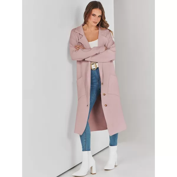 imageANRABESS Women Cardigans 2023 Trendy Sweater Coat Oversized Long Sleeve Button Down Lapel Open Front Jacket OutwearPink