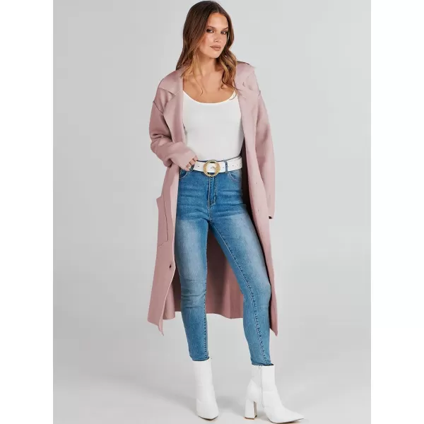 imageANRABESS Women Cardigans 2023 Trendy Sweater Coat Oversized Long Sleeve Button Down Lapel Open Front Jacket OutwearPink