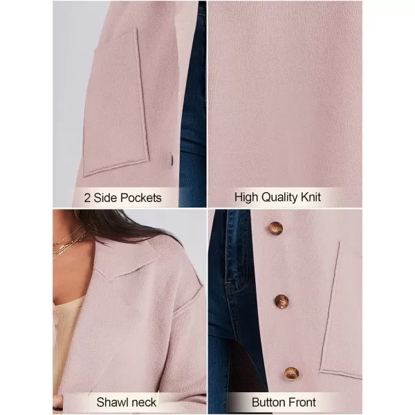 imageANRABESS Women Cardigans 2023 Trendy Sweater Coat Oversized Long Sleeve Button Down Lapel Open Front Jacket OutwearPink