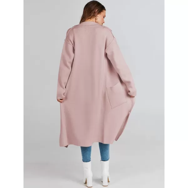 imageANRABESS Women Cardigans 2023 Trendy Sweater Coat Oversized Long Sleeve Button Down Lapel Open Front Jacket OutwearPink