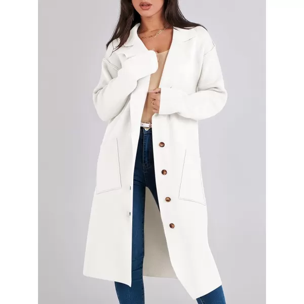 imageANRABESS Women Cardigans 2023 Trendy Sweater Coat Oversized Long Sleeve Button Down Lapel Open Front Jacket OutwearWhite