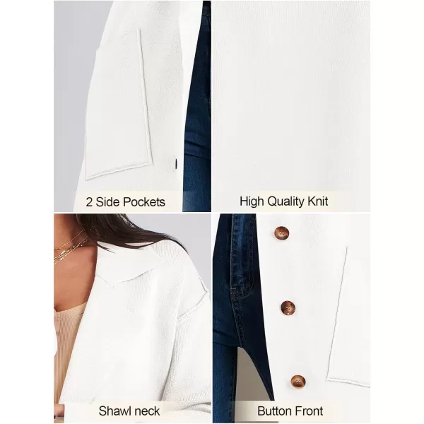 imageANRABESS Women Cardigans 2023 Trendy Sweater Coat Oversized Long Sleeve Button Down Lapel Open Front Jacket OutwearWhite