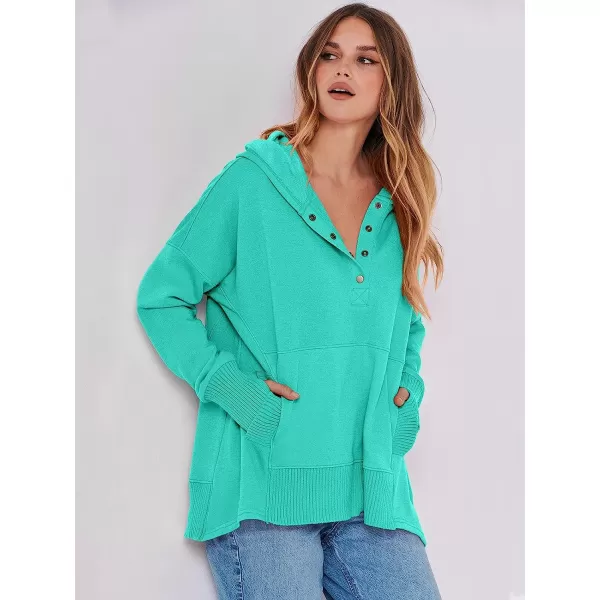 imageANRABESS Women Casual Button V Neck Hoodies Oversized Pullover Sweatshirt Hooded Sweater Tops with PocketsLake
