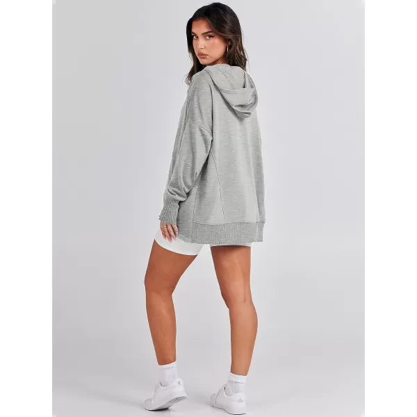 imageANRABESS Women Casual Button V Neck Hoodies Oversized Pullover Sweatshirt Hooded Sweater Tops with PocketsLight Gray