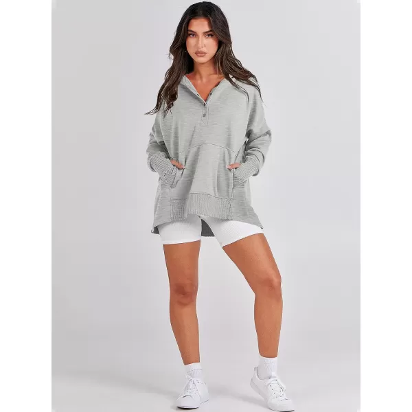 imageANRABESS Women Casual Button V Neck Hoodies Oversized Pullover Sweatshirt Hooded Sweater Tops with PocketsLight Gray