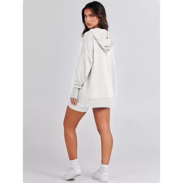 imageANRABESS Women Casual Button V Neck Hoodies Oversized Pullover Sweatshirt Hooded Sweater Tops with PocketsWhite