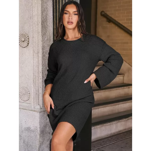 imageANRABESS Women Casual Crewneck Long Sleeve Oversized Chunky Sweater Mini Dress Winter Loose Slouchy Soft TunicBlack