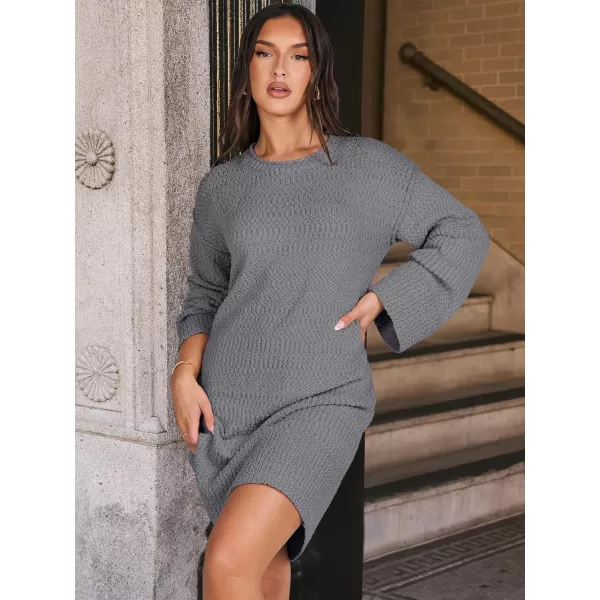 imageANRABESS Women Casual Crewneck Long Sleeve Oversized Chunky Sweater Mini Dress Winter Loose Slouchy Soft TunicDeep Gray