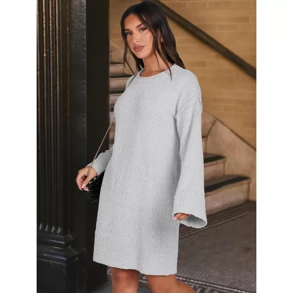 imageANRABESS Women Casual Crewneck Long Sleeve Oversized Chunky Sweater Mini Dress Winter Loose Slouchy Soft TunicGray
