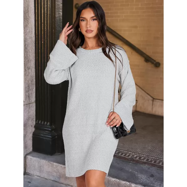 imageANRABESS Women Casual Crewneck Long Sleeve Oversized Chunky Sweater Mini Dress Winter Loose Slouchy Soft TunicGray