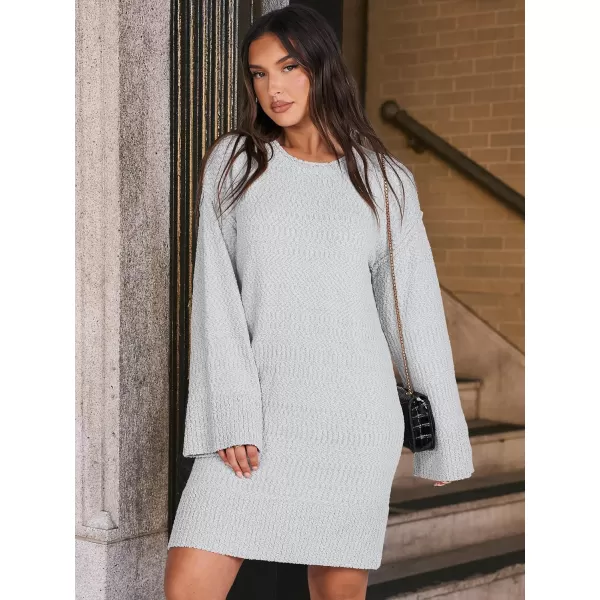 imageANRABESS Women Casual Crewneck Long Sleeve Oversized Chunky Sweater Mini Dress Winter Loose Slouchy Soft TunicGray