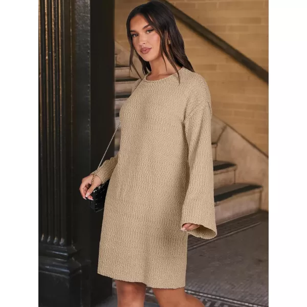 imageANRABESS Women Casual Crewneck Long Sleeve Oversized Chunky Sweater Mini Dress Winter Loose Slouchy Soft TunicKhaki