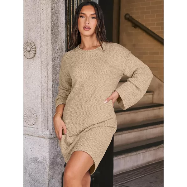 imageANRABESS Women Casual Crewneck Long Sleeve Oversized Chunky Sweater Mini Dress Winter Loose Slouchy Soft TunicKhaki