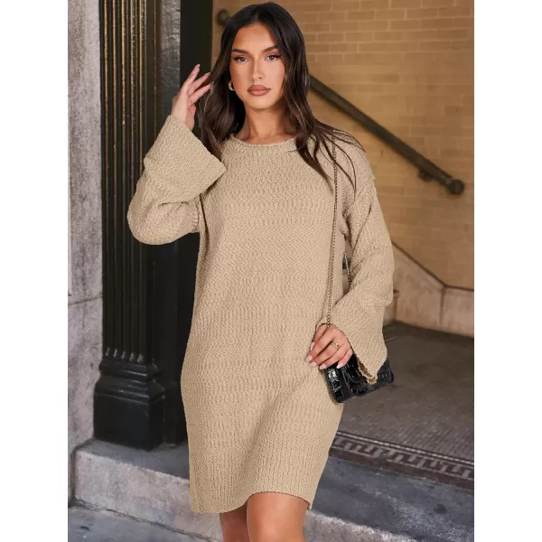 imageANRABESS Women Casual Crewneck Long Sleeve Oversized Chunky Sweater Mini Dress Winter Loose Slouchy Soft TunicKhaki
