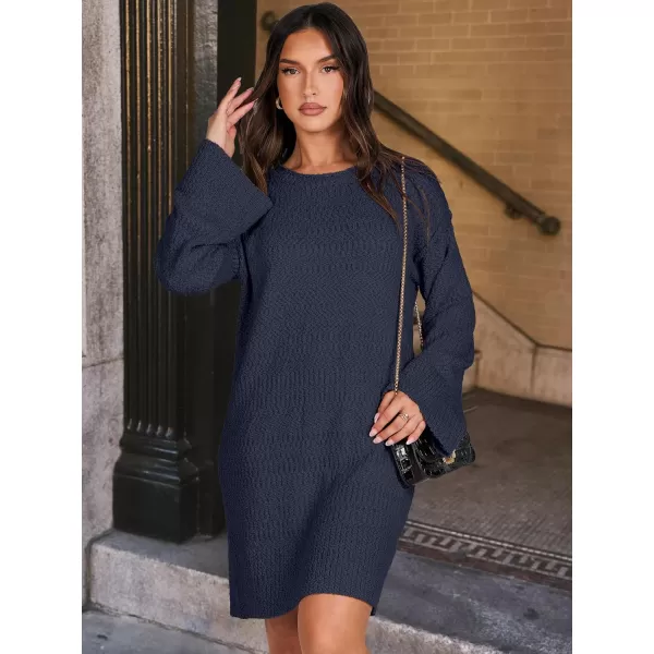 imageANRABESS Women Casual Crewneck Long Sleeve Oversized Chunky Sweater Mini Dress Winter Loose Slouchy Soft TunicNavy Blue