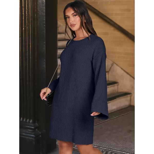 imageANRABESS Women Casual Crewneck Long Sleeve Oversized Chunky Sweater Mini Dress Winter Loose Slouchy Soft TunicNavy Blue