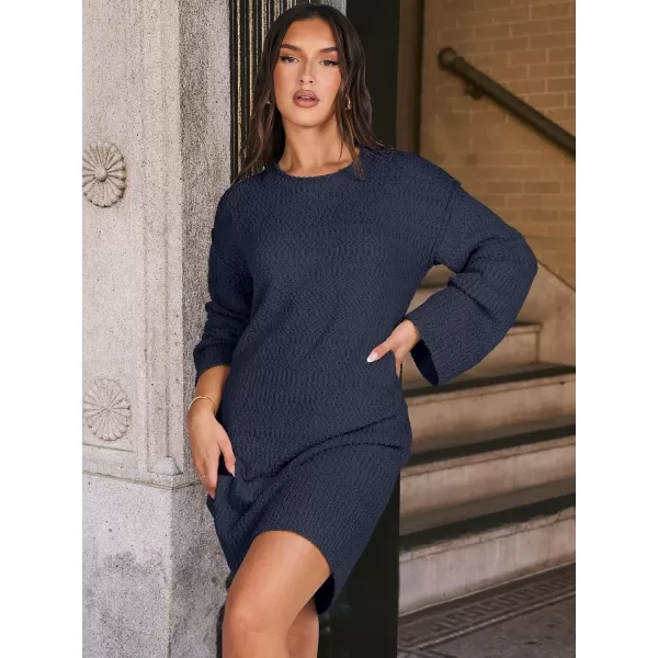 imageANRABESS Women Casual Crewneck Long Sleeve Oversized Chunky Sweater Mini Dress Winter Loose Slouchy Soft TunicNavy Blue