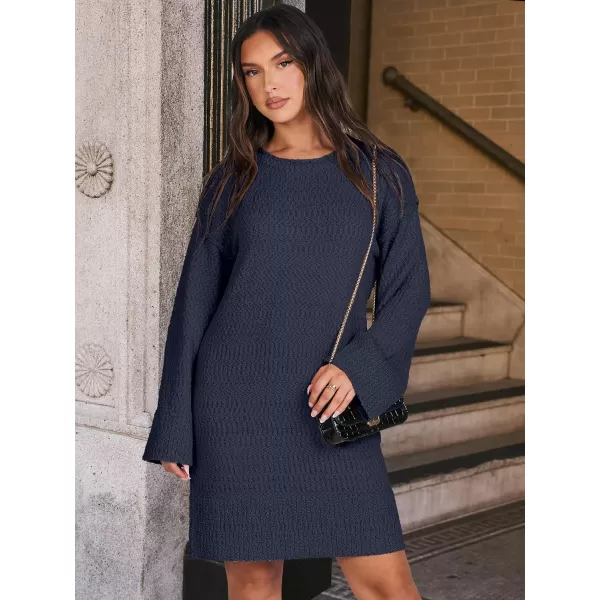 imageANRABESS Women Casual Crewneck Long Sleeve Oversized Chunky Sweater Mini Dress Winter Loose Slouchy Soft TunicNavy Blue