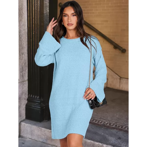 imageANRABESS Women Casual Crewneck Long Sleeve Oversized Chunky Sweater Mini Dress Winter Loose Slouchy Soft TunicSky Blue