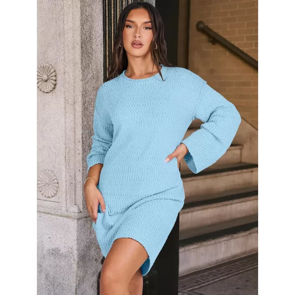 imageANRABESS Women Casual Crewneck Long Sleeve Oversized Chunky Sweater Mini Dress Winter Loose Slouchy Soft TunicSky Blue