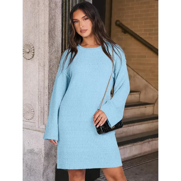 imageANRABESS Women Casual Crewneck Long Sleeve Oversized Chunky Sweater Mini Dress Winter Loose Slouchy Soft TunicSky Blue