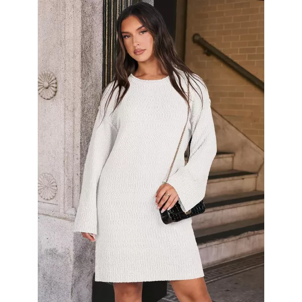 imageANRABESS Women Casual Crewneck Long Sleeve Oversized Chunky Sweater Mini Dress Winter Loose Slouchy Soft TunicWhite