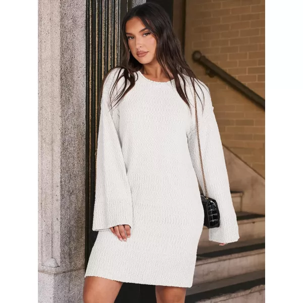 imageANRABESS Women Casual Crewneck Long Sleeve Oversized Chunky Sweater Mini Dress Winter Loose Slouchy Soft TunicWhite